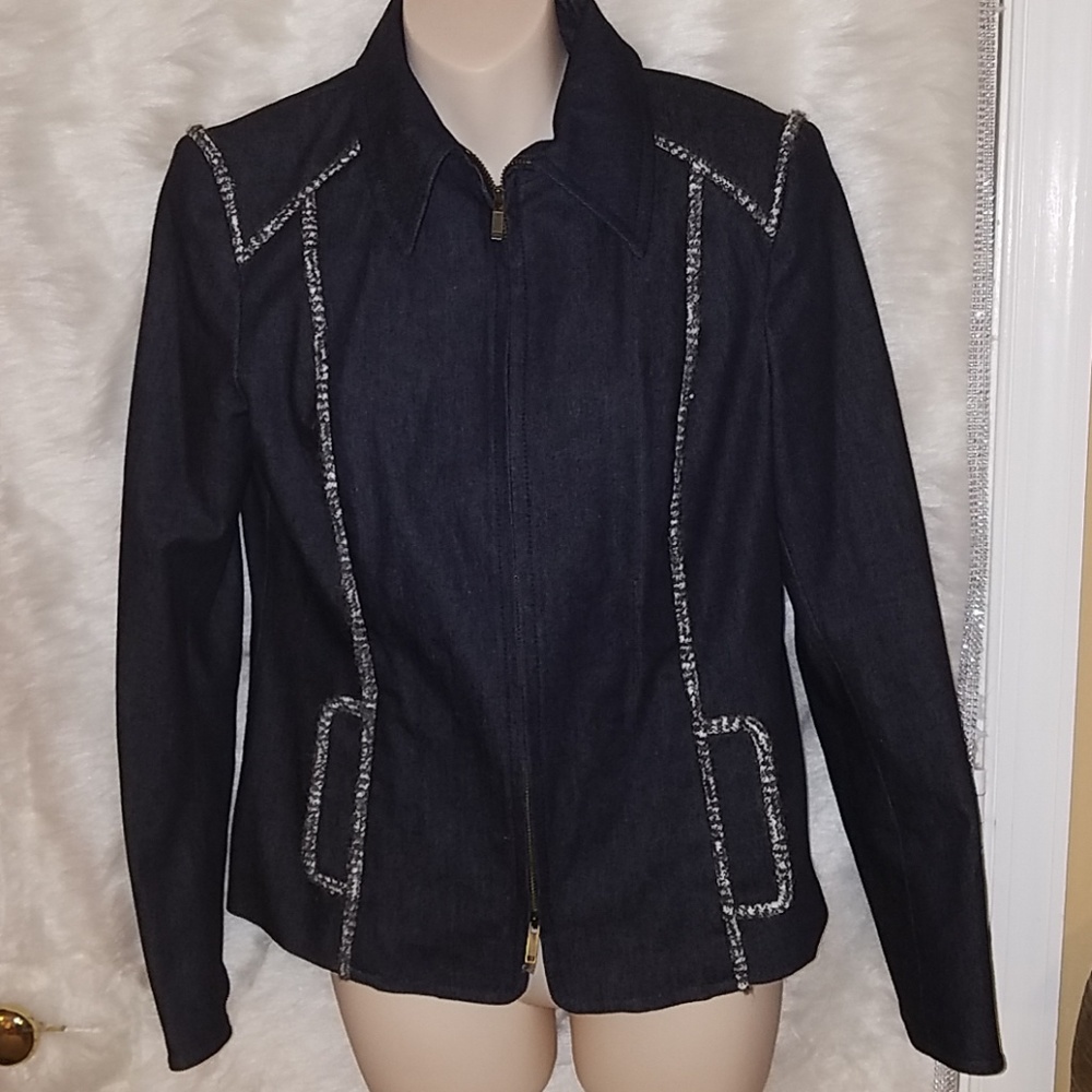 W by Worth New York Tweed Embellished Jean Jacket